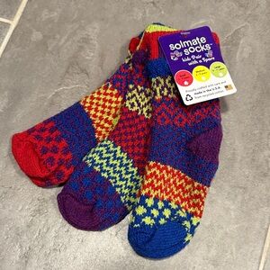 Solmate Socks kids mismatched ankle socks - red, blue, purple, yellow